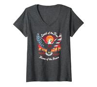 Pays de Plein air, Maison des Courageux T-Shirt avec Col en V, Femme, Chiné Foncé, M