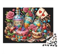 Pays des Merveilles Difficile, Puzzle 1000 pièces pour Adultes, Pays des Merveilles, Potion, gâteau, Premium épais Robuste Haute qualité, Vibrant, Stimulant, Anti-Stress, 38x26cm/1000pcs
