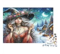 Pays des Merveilles Hivernal des sorcières Puzzle 1000 Pièces Papier recyclé pour Adultes Puzzle pour Adultes Impossible Difficile Stimulant pour Enfants à partir de 12 Ans 38x26cm/1000pcs