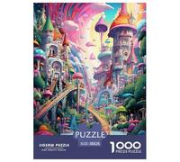 Pays des Merveilles Puzzle 1000 Pièces Cadeau Unique Jeu Éduchatif Challenge Toy À De Qualité Supérieure Peinture Art pour Adultes Et Enfants À Partir De 12 Ans 38x26cm/1000pcs
