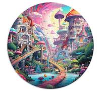 Pays des merveillesJigsaw Puzzle 1000 Pieces for Adults Round Fantasy châteauCreative Challenge Family Decorations1000pcs (67.5x67.5cm)