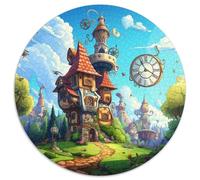 Pays des merveillesJigsaw Puzzle 1000 Pieces for Adults Round Fantasy châteauCreative Challenge Toys Gift1000pcs (67.5x67.5cm)