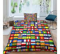 Pays du Monde Housse De Couette Garçon AdolescentDrapeaux Literie Set 3D Housse De Couette Enfants Chambre À Coucher Décoration Single(135x200cm)