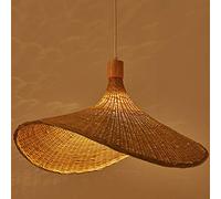 Pays Français Chapeau De Paille Bricolage Tissé À La Main En Bambou Naturel Salon Lustre Plafond Suspendu Abat-Jour E27 Vis Suspension Lampe Pour Salle À Manger Plafonnier Salon De Thé Luminaires,60CM