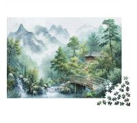 Pays Montagne Puzzle 1000 Pièces avec Emboîtement Parfait, Puzzle d'art défi Entre Amis pour Un Tableau À Encadrer, Superbe Idée Cadeau 52x38cm/1000pcs