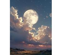 Paysage 5D Diamond Painting Kits, Lune Diamond Painting Enfant, DIY Débutant Peinture Diamant Loisirs Créatifs Adultes Kits, Diamant Point de Croix, Cadeau Femme, Decoration Salon, 50x70cm 7-6110