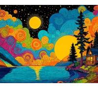 Paysage Abstrait 5D DIY Diamond Painting Kit Complet pour Adultes et Enfants, 100x130cm, Broderie Diamant Plein Rond, Strass Point de Croix pour, Art Artisanat Décoration Murale Maison Cadeau E-40