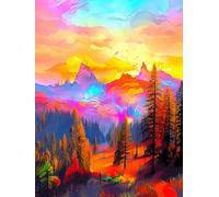 Paysage Abstrait 5D DIY Diamond Painting Kit Complet pour Adultes et Enfants, 60x80cm, Broderie Diamant Plein Rond, Strass Point de Croix pour, Art Artisanat Décoration Murale Maison Cadeau E-50