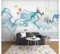 Paysage Abstrait À L'Encre De Chine Oiseaux Arbres Papier Peint 3D Installation Facile Intissé Tapisserie Bureau Salon Canapé Chambre Décoration Murale-150cm×105cm
