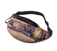 Paysage Architectural européen réglable Fanny Pack Sacs de Taille avec Trou pour Casque pour l'entraînement Sportif voyageant en Cours d'exécution