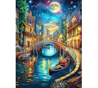 Paysage au Clair de Lune des canaux de Venise 500 Pieces Casse-tête pour Ado en Carton Haute Densité Épais Peinture à l'huile Animaux et Plantes Facile Débutant Jeu De Société Soirée Entre Amis Cade