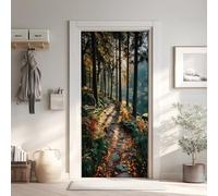 Paysage Automne Sticker Mural, Paysage Naturel Autocollants De Porte Muraux Décoration Poster Murale, Sentier Stickers de Porte Imperméable Vinyle 80x200 cm