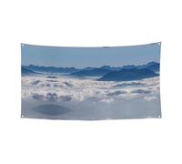 Paysage avec des montagnes et des nuages en tissu polyester imprimé motif fête d'anniversaire fond bannière de vacances fête Halloween Noël 180 cm x 90 cm bannière