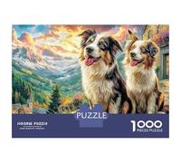 Paysage Border Collie 1000 Pièce Deux Chiens dans Un Paysage Rural Vivants Puzzles Activité Relaxante Et Écoresponsable Moderne Enfants À Partir De 14 Ans 52x38cm/1000pcs