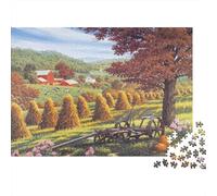 Paysage Campagne dAutomne Puzzle 1000 Pièces Papier pour Adultes Champ Agricole Puzzle en Famille Décoration 38x26cm/1000pcs