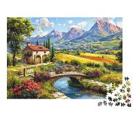 Paysage Campagne Puzzle 1000 Pièces Puzzle pour Adultes Pont en Pierre Relaxant Décoration 38x26cm/1000pcs