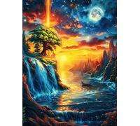 Paysage Cascade Coucher de Soleil 1000 Pieces Casse-tête Adulte en Carton Rigide sans Déformation Animaux et Plantes Jeu De Société Famille Très Difficile Cadeau Noël Qualité Premium Pas Cher 1000 PC