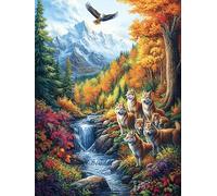 Paysage Cascade forêt 300 Pieces Casse-tête Débutant en Carton Épais Animaux et Plantes Facile Apprentissage Loisir Créatif Activité Manuelle Décoration Murale Cadeau Saint Valentin 300 PCS