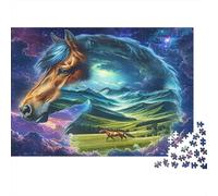 Paysage Cheval Fantasy Casse-tête 1000 Pièces en Carton Recyclé,Puzzle Complexe défi Entre Amis pour Un Tableau À Encadrer,Superbe Idée Cadeau 38x26cm/1000pcs