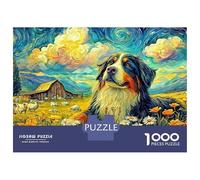 Paysage Chien étoilé 1000 Pièces Puzzle Unique Décoration Moderne Peinture à l'huile Style Chien Puzzles Jouets De Difficiles pour La Famille 70x50cm/1000pcs