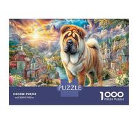 Paysage Chow Chow 1000 Pièces Puzzle en Carton Recyclé Offrant Un Défi Impossible Et Captivant Chow Chow Dog Vivid Landscape Parfait pour Un Cadeau Créatif Et La Décoration Murale 38x26cm/1000pcs
