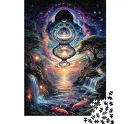 Paysage Cosmique Puzzle 1000 Pièces Papier pour Adultes Cascade Rivière Nuit Jeu de Puzzle 1000 Pièces Détente Décoratif Cadeau 38x26cm/1000pcs
