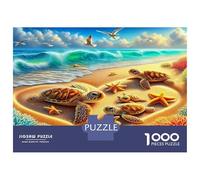Paysage côtier, Puzzle de Casse-tête en Papier épais, cœur de Coquillages Marins avec Plage et océan, activité Interactive relaxante, 38x26cm/1000pcs