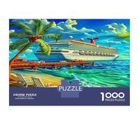 Paysage côtier, Puzzle de Casse-tête en Papier recyclé, paquebot de croisière avec Plage Tropicale et Quai, Jouet éducatif adapté à la Famille, 52x38cm/1000pcs