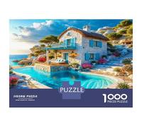 Paysage côtier Puzzles 1000 Pièces pour Adultes, 1000 Pièces Cottage côtier Grand Cadeaux Jouet De Défi pour Jeux Éduchatifs Cadeaux 38x26cm/1000pcs