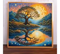 Paysage d’Arbre de Soleil Puzzle 200 Pièces pour Adultes, 28x28cm Puzzles Classiques 200 pièces, DIY Activité Familiale Jigsaw Puzzle Jeux, Unique Décoration Murale de la Maison Cadeau