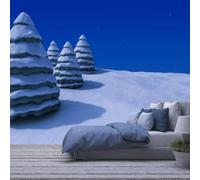 Paysage D'Arbre De Noël 350(W) X256(H) Cm Papier Peint Mural 3D, Peel And Stick Palace Wall Mural Posters, Décoration Imperméable Durable Et Respectueuse De Pour Chambre À Couche-9113625