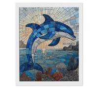 Paysage Dauphin Diamond Painting Adultes Enfant, 5D DIY Peinture Diamant Kit Complet, Peinture Diamant Artisanat Strass Point de Croix Painting pour Adultes, Décor Intérieur, Cadeaux 30x40 cm s-241