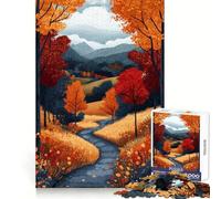 Paysage d'automne avec Chemin sinueux Puzzle de 1000 pièces pour Adolescents Défi Intelligent Temps de détente agréable Fermeture de qualité (50x75cm)
