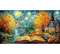 Paysage d'automne avec Coucher de Soleil et Silhouettes Puzzle 1000 pièces - DéFi éduchatiF Difficile pour Adultes Activité à Domicile 38x26/1000pcs