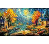 Paysage d'automne avec Coucher de Soleil et Silhouettes Puzzle 1000 pièces pour Adultes - Papier recyclé Cadeau Amusant & Jeu Familial Stimulant 75x50/1000pcs