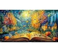 Paysage d'automne avec Coucher de Soleil et Silhouettes Puzzle 1000 pièces pour Adultes - Papier recyclé Activité à Domicile & Idée Cadeau Parfaite 38x52/1000pcs