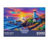 Paysage de Bord de mer avec Phare coloré au Coucher du Soleil - Puzzle de 1000 pièces pour Adultes - Magnifiquement illustré - Activité stimulante à Faire à la Maison - 38 x 26 cm / 1000 pièces