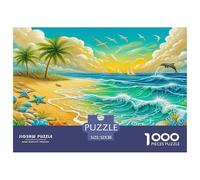 Paysage de Bord de mer, Plage Tropicale Fleurie, Puzzle de 1000 pièces en Carton 100% recyclé pour Adultes, Magnifiquement illustré, Casse-tête, 52 x 38 cm / 1000 pièces