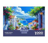 Paysage de Bord de mer, Ruelle côtière Fleurie et colorée. Puzzle de 1000 pièces pour Adultes. Magnifiquement illustré. Activité stimulante à Faire à la Maison. 52 x 38 cm / 1000 pièces
