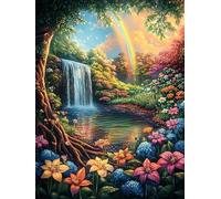 Paysage de Cascade avec Arc-en-Ciel 300 Pièces Puzzle Créatif en Carton Anti-Déchirure Rêve de Peinture à l'huile Conte de fées Difficulté Moyenne Activité Manuelle Loisir Créatif Cadeau Fête des Mè