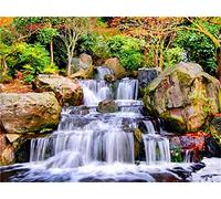 Paysage de cascade Diamond Painting Grand Format Broderie Diamant Painting, 5D Peinture Diamant Tableau Perle Point de Croix Kit Complet Strass DIY Adultes Enfants Femme Cadeau, Maison Décor,30x40cm
