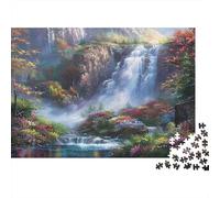 Paysage de Cascade en Carton 100% recyclé. Puzzle de 1000 pièces représentant Une Cascade dans Une forêt d'automne. Jeu éducatif Classique et Unique. Dimensions : 52 x 38 cm.