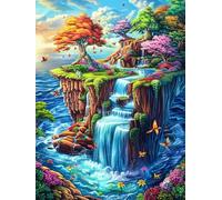 Paysage de Cascade sur Une île 500 Pieces Casse-tête Personne Âgée en Carton Rigide sans Déformation Facile Débutant Thérapie Occupationnelle Anti-Stress Petit Prix 500 PCS