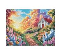 Paysage de Chalet dans Un Champ de Fleurs Puzzle 500 Pièces pour Adultes Educa Art Abstrait 3D Décoration Murale Qualité Supérieure Relaxation Famille Cadeau 500 PCS