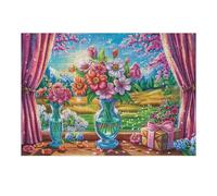 Paysage de Champ de Fleurs de Printemps 300 Pieces Casse-tête Débutant en Carton Haute Qualité Facile Apprentissage Loisir Créatif Décoration Murale Cadeau Saint Valentin 300 PCS