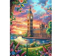 Paysage de Coucher de Soleil sur Big Ben 500 Pieces Casse-tête pour Ado en Carton Haute Densité Ã‰Pais Mythes Animal Plante Facile Débutant Jeu De Société Soirée Entre Amis Cadeau Fête
