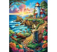 Paysage de Coucher de Soleil sur Le Phare côtier 1000 Pièces Puzzle Adulte en Carton sans Déformation Mythes fantastiques Très Difficile Anti-Stress Jeu De Société Idée Cadeau Anniver