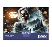 Paysage de Dame Lunaire 1000 Pièces Coffret Puzzle Magie de Nature rêveuse Puzzle Premium Carton Solide - Ultra Dur Couples, Top Noté, Cadeau Noël Parfait pour Tout Le Monde 38x26cm/1000pcs