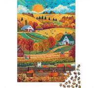 Paysage de Ferme d'automne Set Puzzle 1000 Pièces pour Hobbyistes, Papier Épais, Décoration Intérieure, Cadeau Nouvel an, Relaxation Maison, Jeu Cérébral 70x50cm/1000pcs