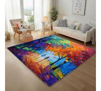 Paysage de Jungle Artistique Peint Tapis Antidérapant 180x240cm, Carpet Lavables Scène de Rue D'Un Couple Romantique Doux Carpet poil ras Tapis d'entrée pour Salon, Moquette Chambre, Descente de lit